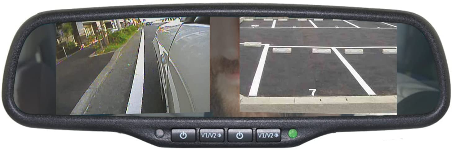 Rearview Mirror Monitor, 4.3 inches, 2 Monitors, 4-Way Video Input, Automatic Dimming, Auto Dim, Genuine Replacement, Integrated Mirror Monitor, 12 V / 24 V Compatible, 2 Screens, Simultaneous Display