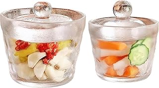 漬物容器 無鉛ガラス 一夜漬け すべり止め 凹凸デザイン 密封 蓋がおもし 漬物ケース 保存容器 キッチン雑貨 ギフト (小+大サイズ 2点セット)