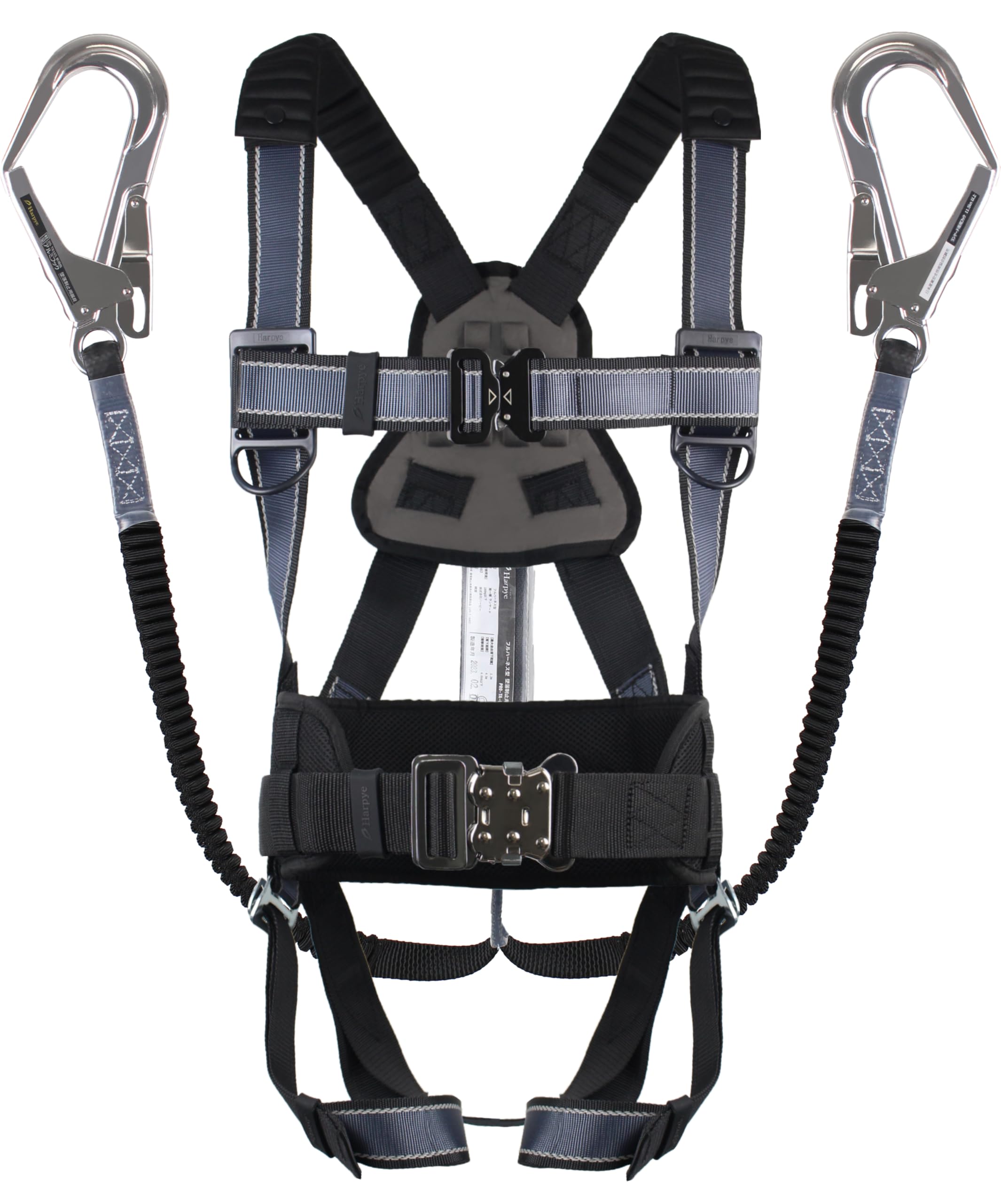 HARPYE 【New Standard Compliance Completed】 Aluminum Alloy Lightweight Full Harness Double Lanyard [2-Piece Set], Full Set Torso Belt/Body Support Belt with One-Touch Buckle, Safety Belt Fall