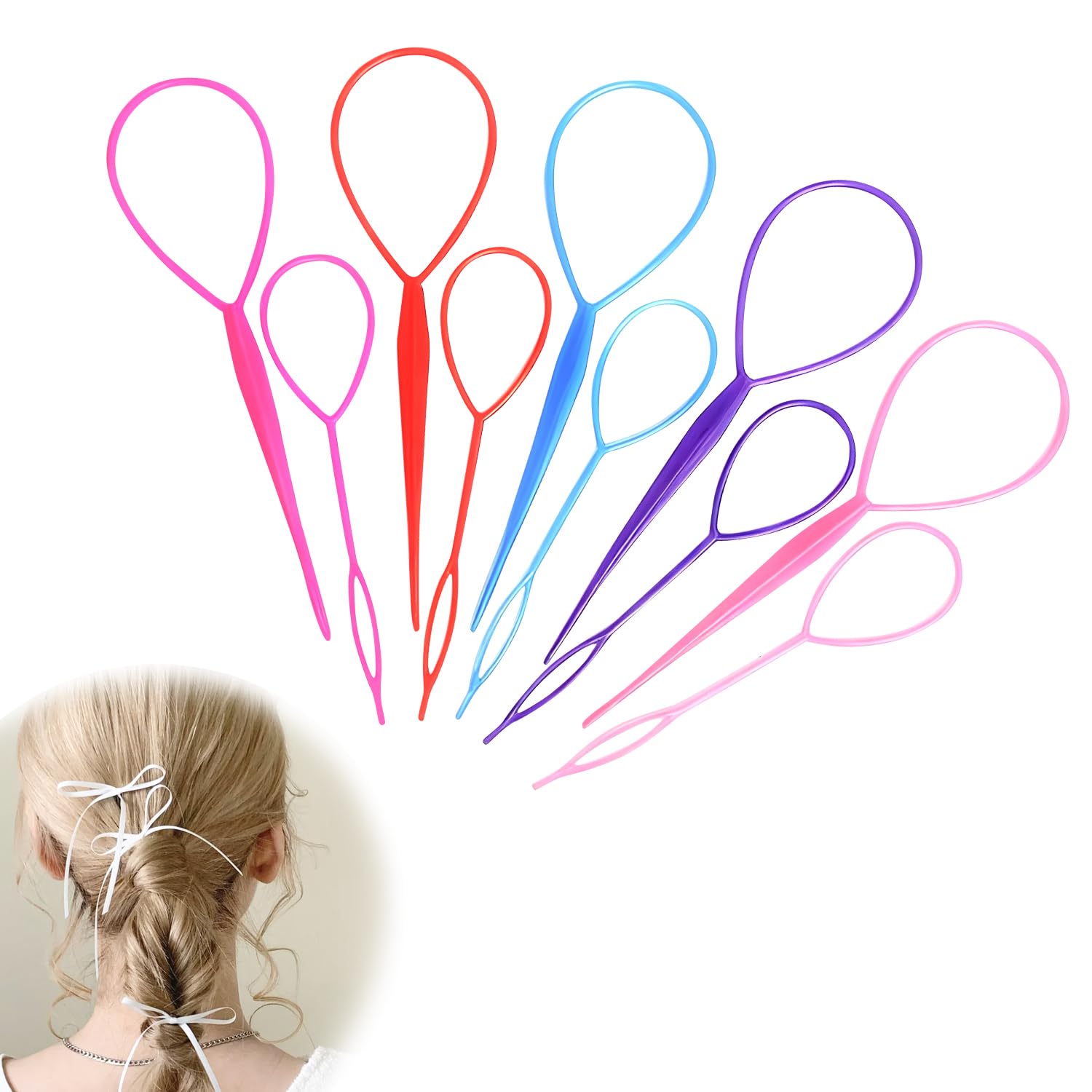 VEAGIA Curly Stick Hair Arrangement Sticks, 10-Piece Set, 5 Colors, Assorted Sizes, Great for Beginners and Pros, Stylish Hair Arrangement Curly Stick Tool Kit, Easy Curly Hair Arrangement