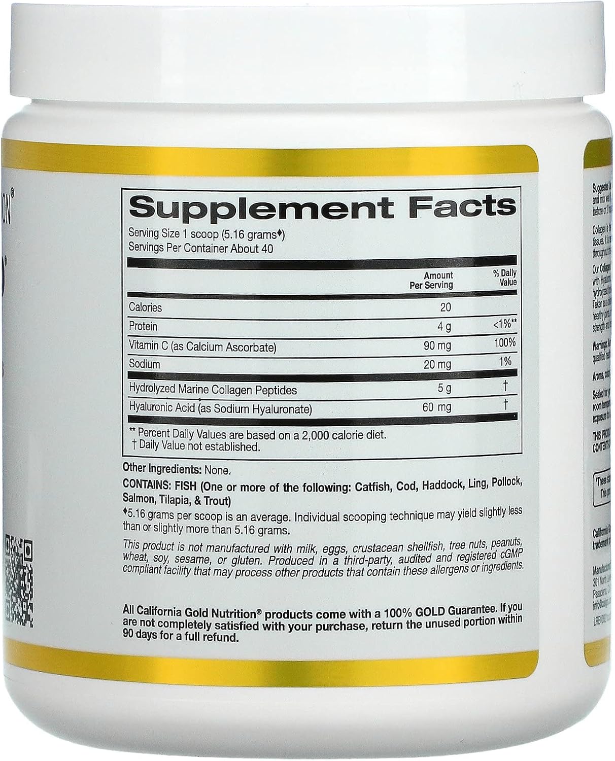California Gold Nutrition, CollagenUP, морской гидролизованный коллаген + гиалуроновая кислота + витамин С, обычный, 206 г (7,26 унции) [Параллельный импорт], фото 2