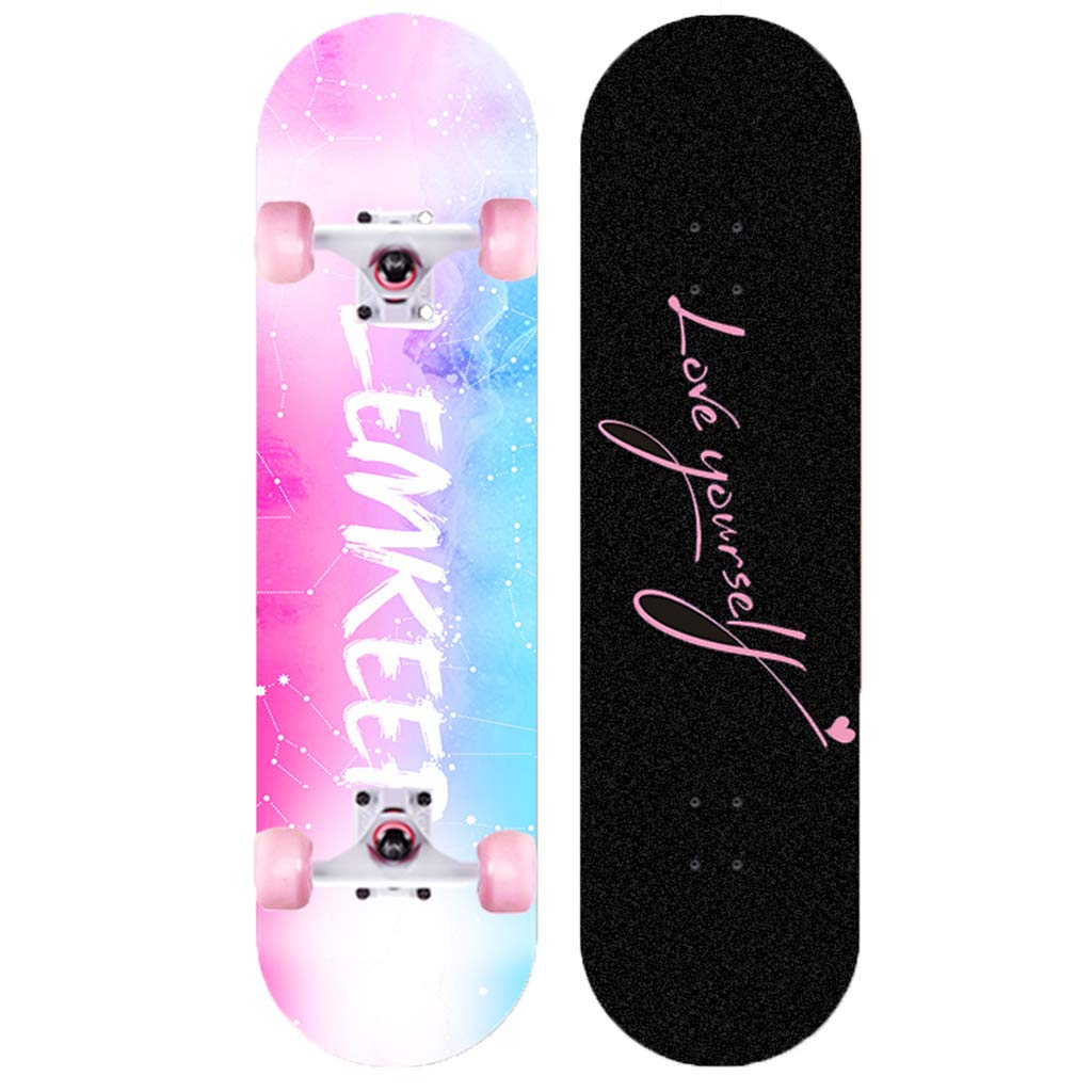 YEENUO Sports & Outdoor Standard Skateboard, Beginner, Kids, Youth/Adult, Concave Beginners, 4 Wheels, Skateboard Deck, Maple Skateboard, 31.1 inches (79 cm), Maximum Load 330.7 lbs (150 kg),