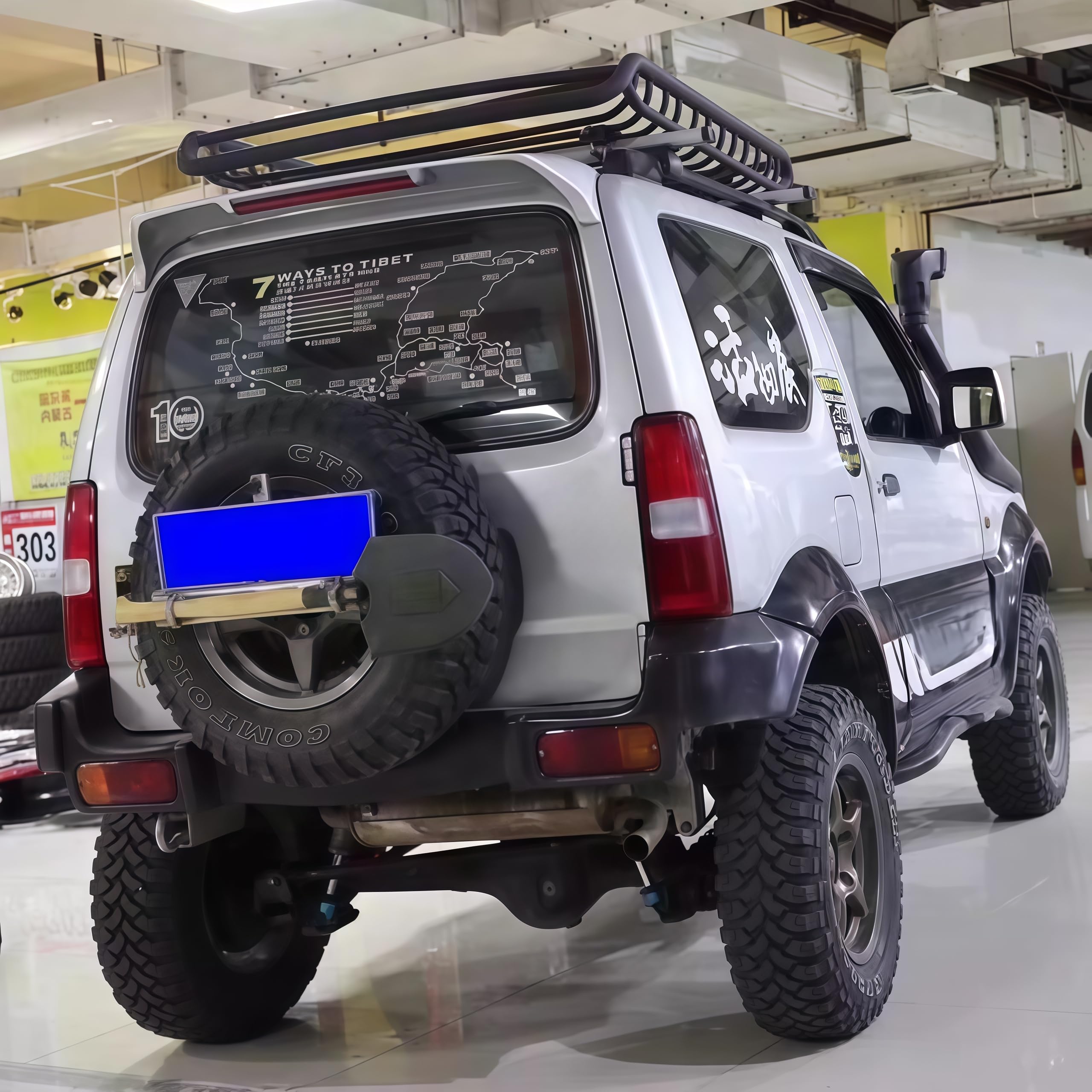 Roof End Spoiler For Suzuki JB23 Jim NiSierra JB43 Rear Wing Rear Spoiler Roof Spoiler With 20 LEDs High Mount Lamp ABS Easy Installation (Glossy Gray) gloss grey