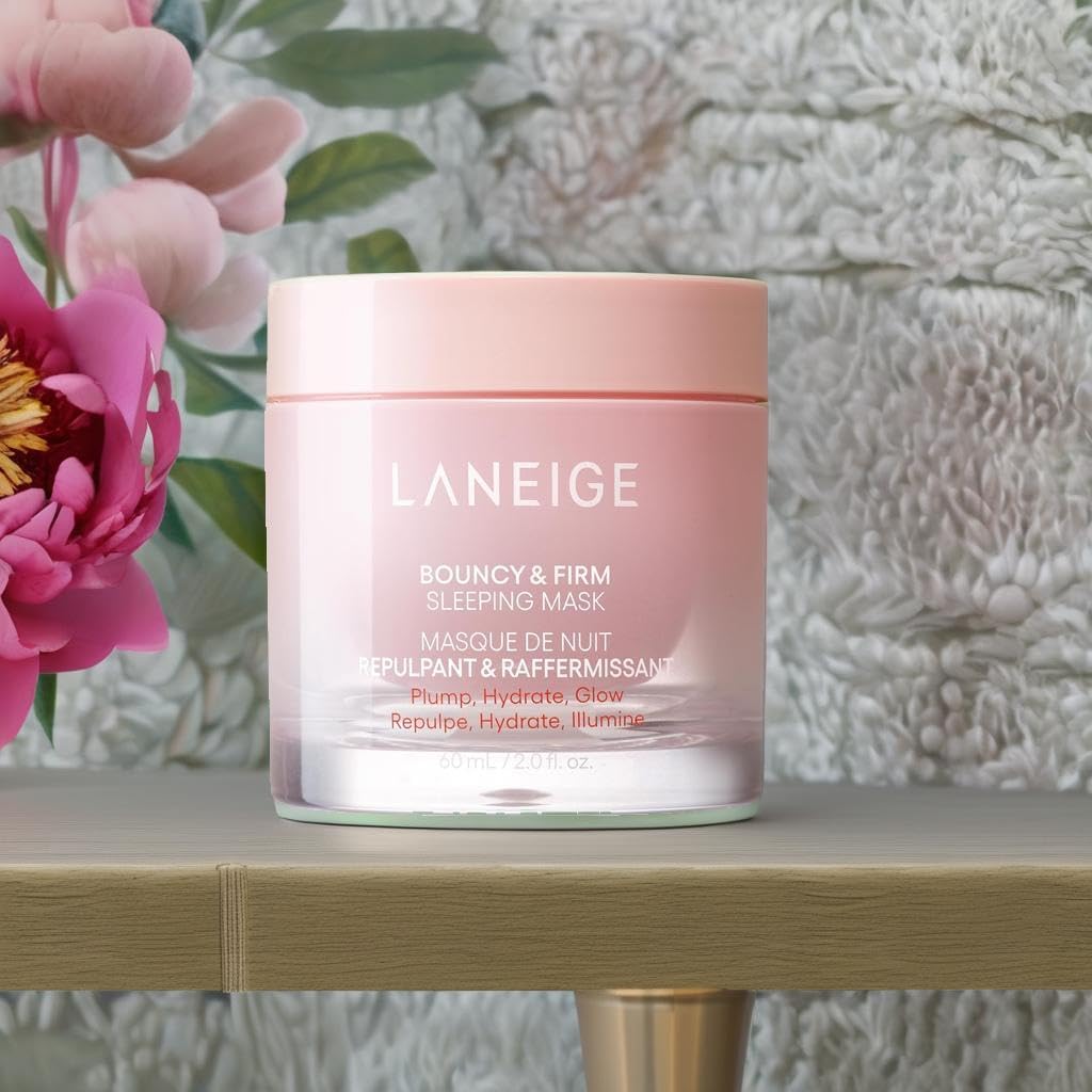 LANEIGE Bouncy Sleeping Mask 2,0 жидких унции (60 мл) Упругость, сужение пор, эластичность, Подтягивающий крем Увлажняющий Коллагеновый Ночной уход за чувствительной кожей Корейский уход за кожей, фото 8