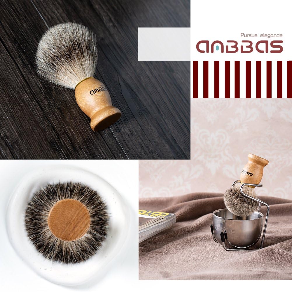 Набор для бритья Beard Brush: 3 предмета — щётки для бороды и бритья, подставка для бритвы, чаша для мыла, чёрная, фото 8