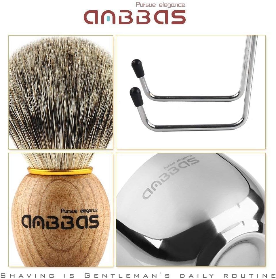 Набор для бритья Beard Brush: 3 предмета — щётки для бороды и бритья, подставка для бритвы, чаша для мыла, чёрная, фото 3