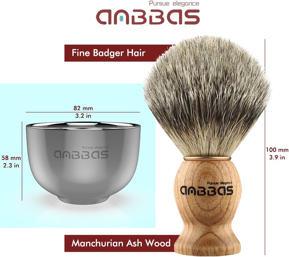 Набор для бритья Beard Brush: 3 предмета — щётки для бороды и бритья, подставка для бритвы, чаша для мыла, чёрная, фото 5