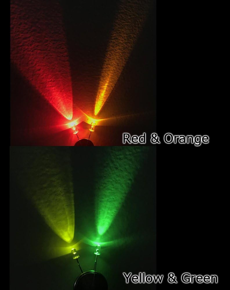 Светоизлучающий диод DiCUNO 3 мм, 10 цветов, Прозрачный светодиодный набор, Красный/Синий/Белый/ Оранжевый/Желтый/Зеленый/Розовый/Фиолетовый/Теплый белый / Дневной свет, по 20 штук, Прозрачный 200 штук, фото 5