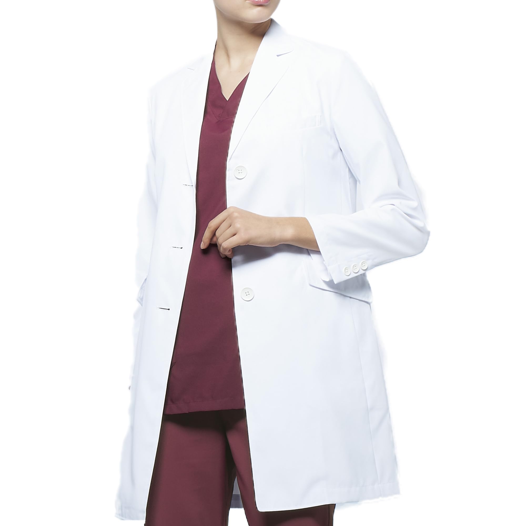 Mizuno MZ0023 Medical Lab Coat Women's Doctor Coat Enhances Intelligence, Adopts Functions (Antibacterial/Transparent/Anti-Static), Double Pockets, 5 Sizes S - 3L, White Large C-1 White