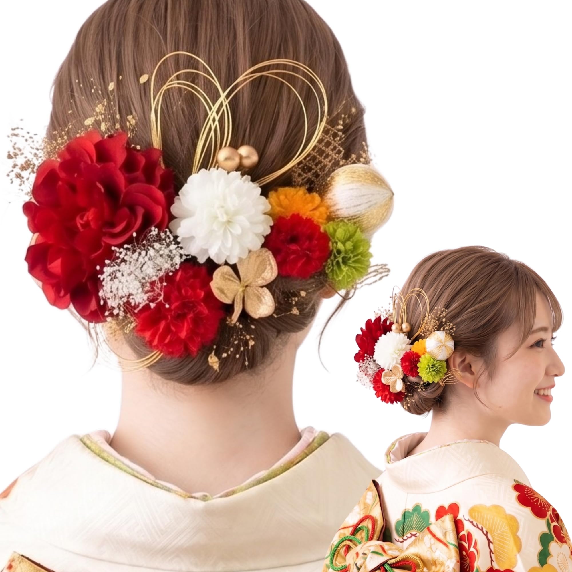 [LALALA beauty flowers] Gorgeous Hair Ornament, Perfect for Coming-of-Age Ceremonies, Graduation Ceremonies, Japanese Accessories, Shichi-Go-San, Weddings, School Entrance Ceremonies, Fireworks Mix [3112]
