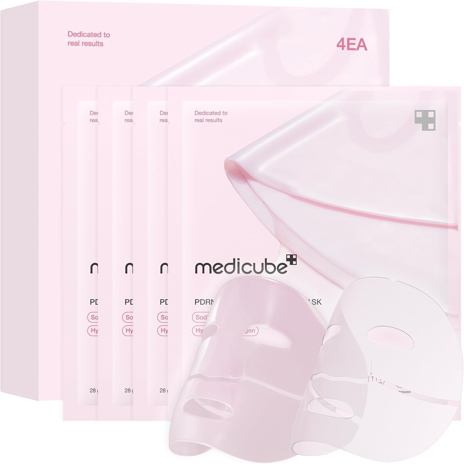 Medicube PDRN Pink Collagen Gel Mask 4 Pack Night Care Jelly Mask Pack of 4 - Resilient Salmon Long Lasting Moisture Plump Skin 4枚入り Cucollagen
