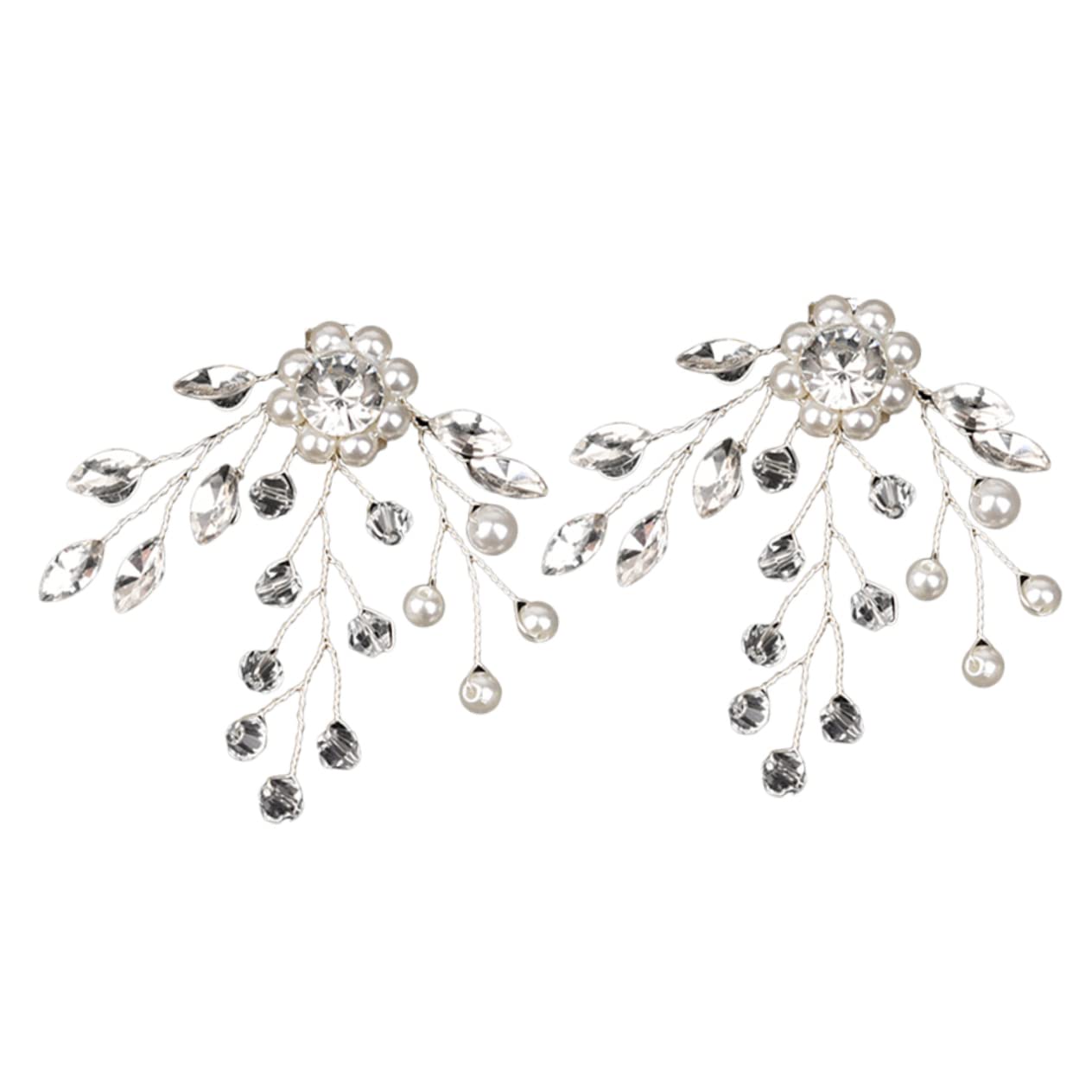 [GAROZATION] 1 Pair Shoe Buckle Decoration Pearl Decoration Shoe Jewelry Clip Sandals Quà Valentine Wedding Shoe Clip Bridal Shoe Clip Flower Alloy Silver, Metal, No Gemstone