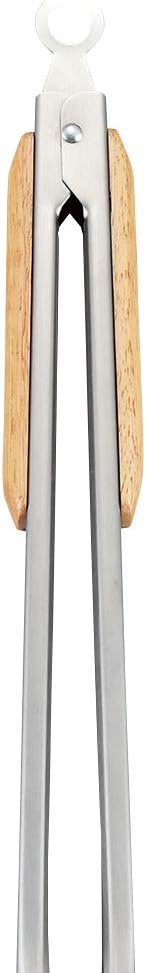 CAPTAIN STAG UG-3286 Щипцы для угля из нержавеющей стали для барбекю с деревянной ручкой, 13,8 дюймов (35 см), в комплекте пробка, Общая длина 350 мм, Ножницы для угля, 13,8 дюймов (35 см), фото 5