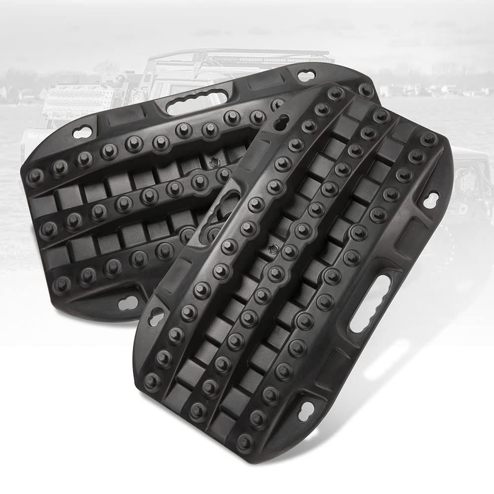 Stack Recovery Ladder, Tire Recovery Stack Helper, Stack Step, Snow Helper, Car Emergency Escape Mat, Tire Anti-Slip, Mats, Bad Roads, Snow, Mud, Slush, Escape, Azuri, Off-Road Traction Board, Jeep Mud, Emergency Escape, Black, 1 Pair 1 Pair Black 1組（2枚入り）