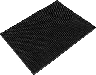 黒のPVC素材使用した滑り止め機能付きヘアサロンステーションマット 理髪用品に最適バーバーショップやヘアサロン使えるモダンミニマリストデザイン