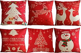 HOSL sd39 Merryクリスマスシリーズブレンドリネンスロー枕ケース装飾クッションカバー枕正方形18 " – Set of 6