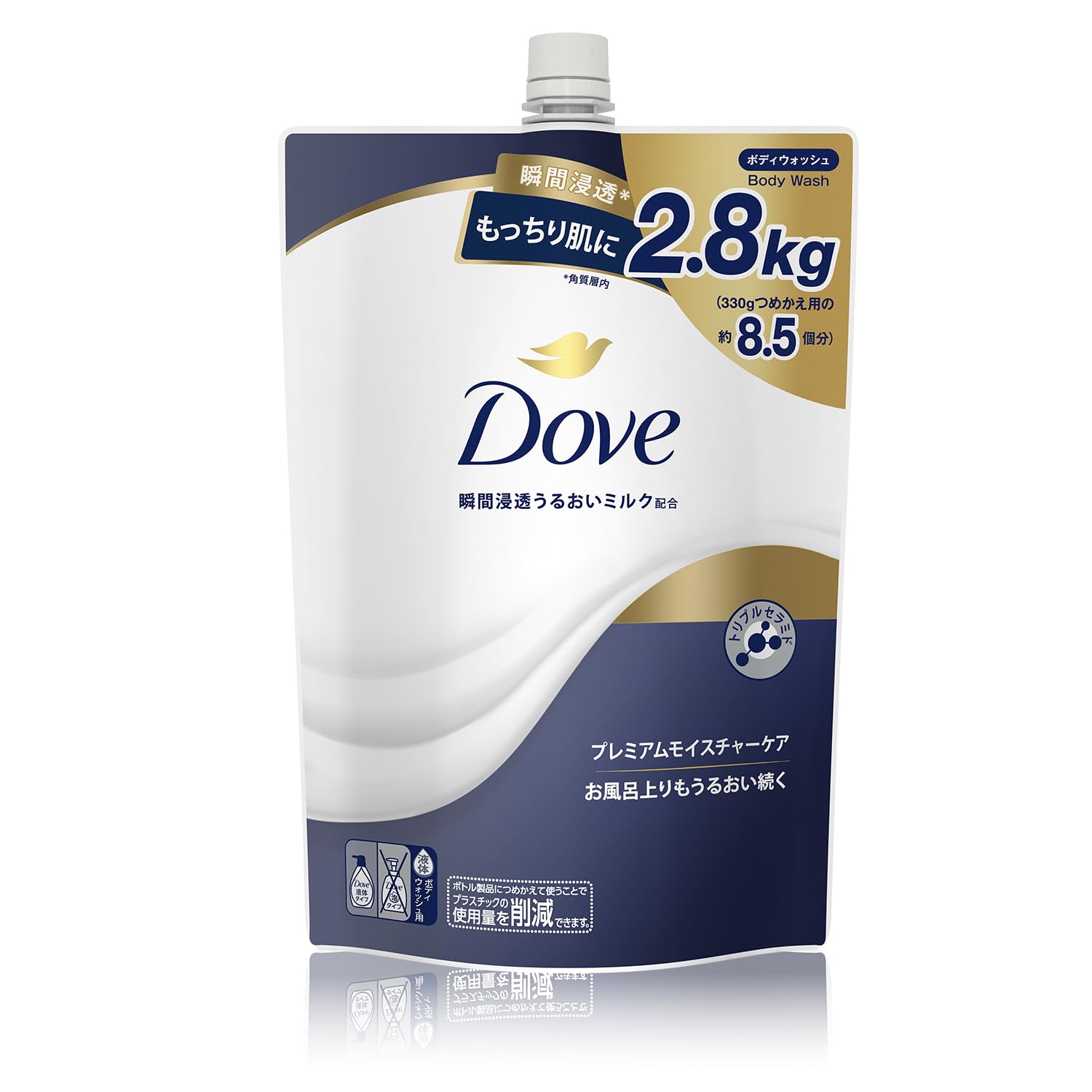 Dove Body Soap Premium Moisture Care, Large Capacity, Refill, 8.5 Units, 6.17 lbs (2,800 g), Instant Penetration Moisture Milk, Triple Ceramide Formula, Dry Skin, Moisturizing, Dense Foam