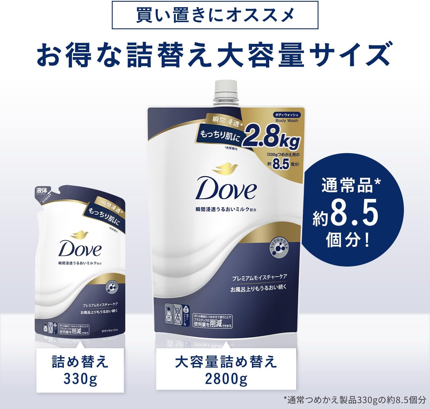 Dove Body Soap Premium Moisture Care, Большая емкость, Многоразовое использование, 8,5 единиц, 6,17 фунтов (2800 г), Увлажняющее молочко мгновенного впитывания, Формула с тройными керамидами, Сухая кожа, Увлажнение, Плотная пена, фото 2