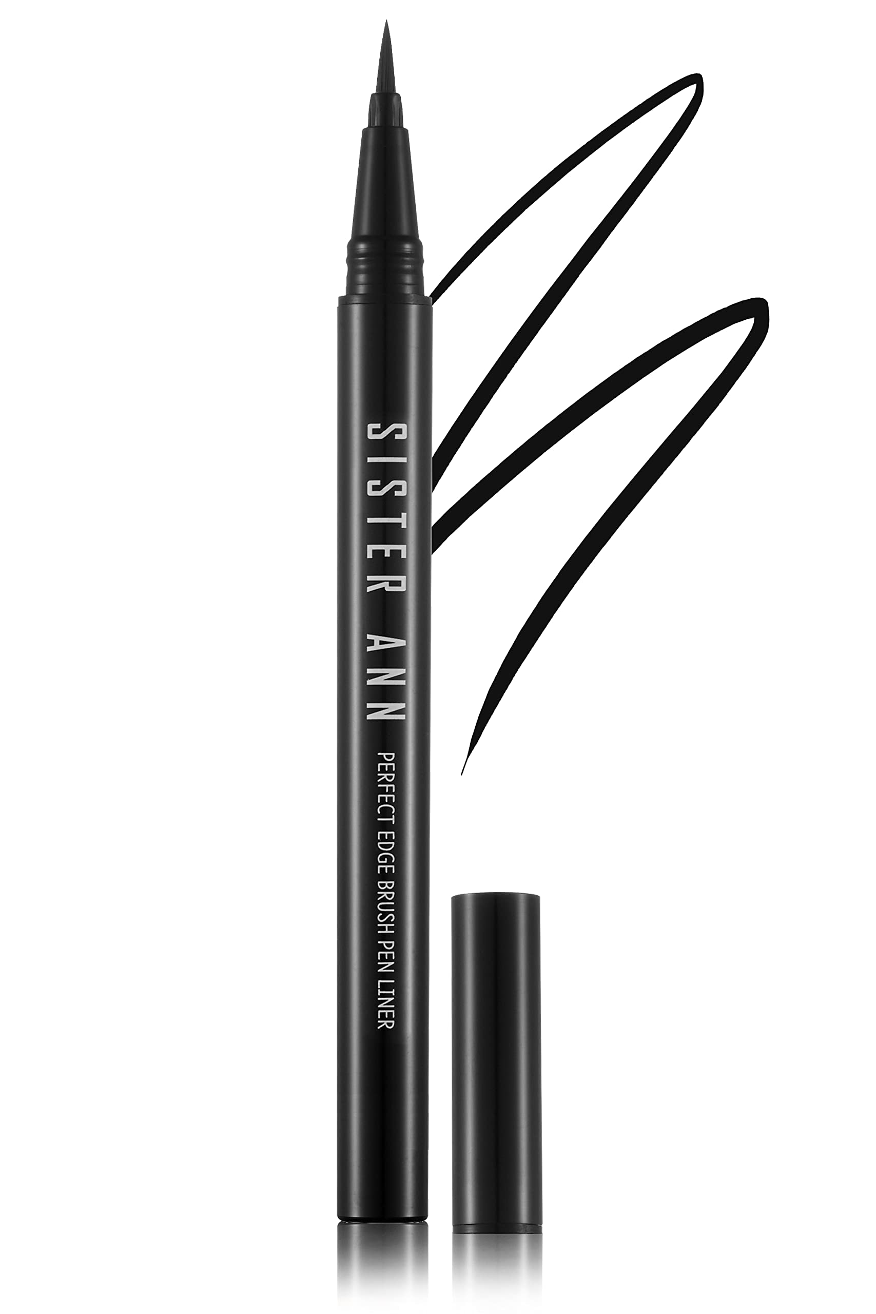 Sister Ann Liquid Brush Pen Eyeliner, Korean Cosmetics, Waterproof, Ultra-Fine Line, 0.014 oz (0.4 g), Color: 01-Black EDGE BLACK