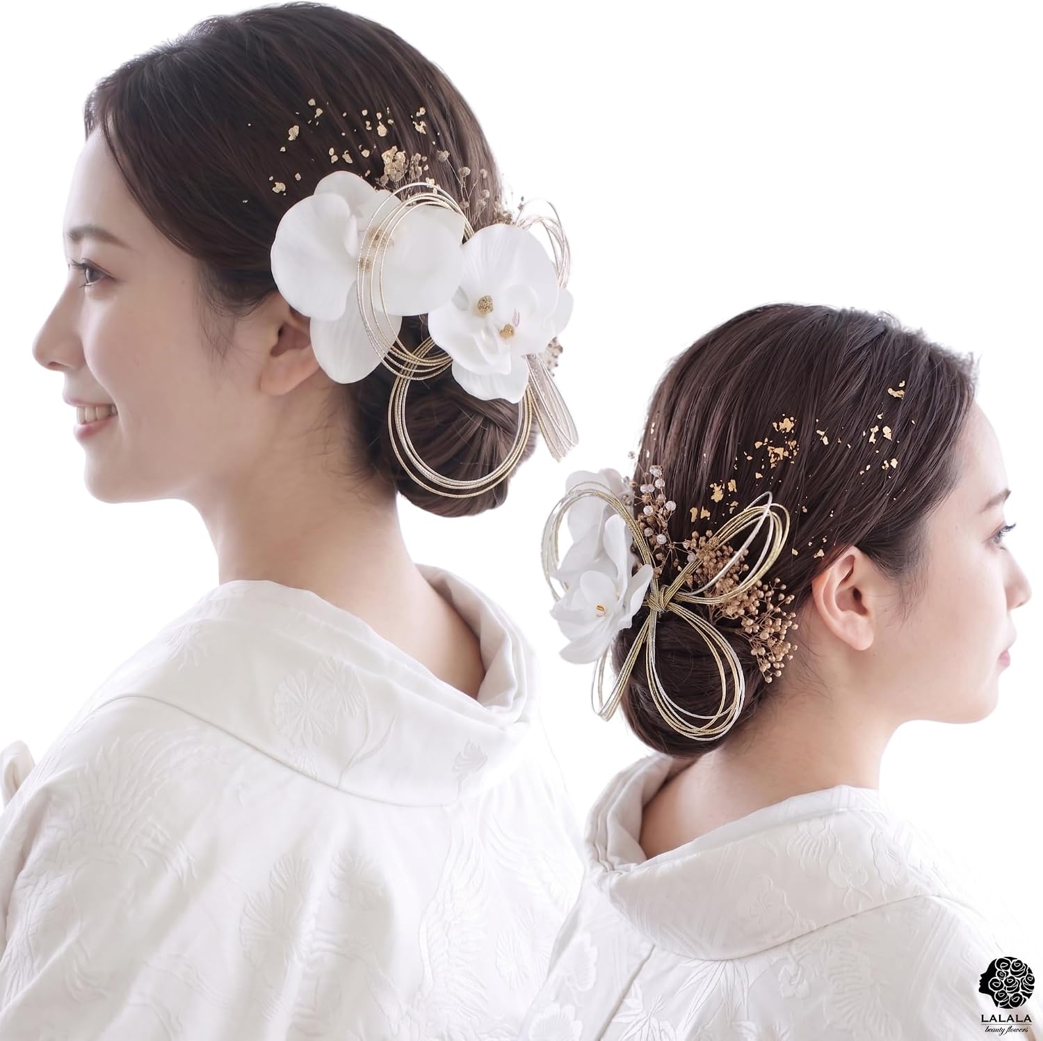 [LALALA beauty flowers] Украшение для волос Широмуку Камимаэ, церемония бракосочетания, церемония совершеннолетия, Фурисодэ, белый фаленопсис из белого бархата, выпускная церемония, хакама, кимоно для двадцатилетних, аксессуар для волос из кимоно (бархатный фаленопсис), 3510 белый [3510], фото 4