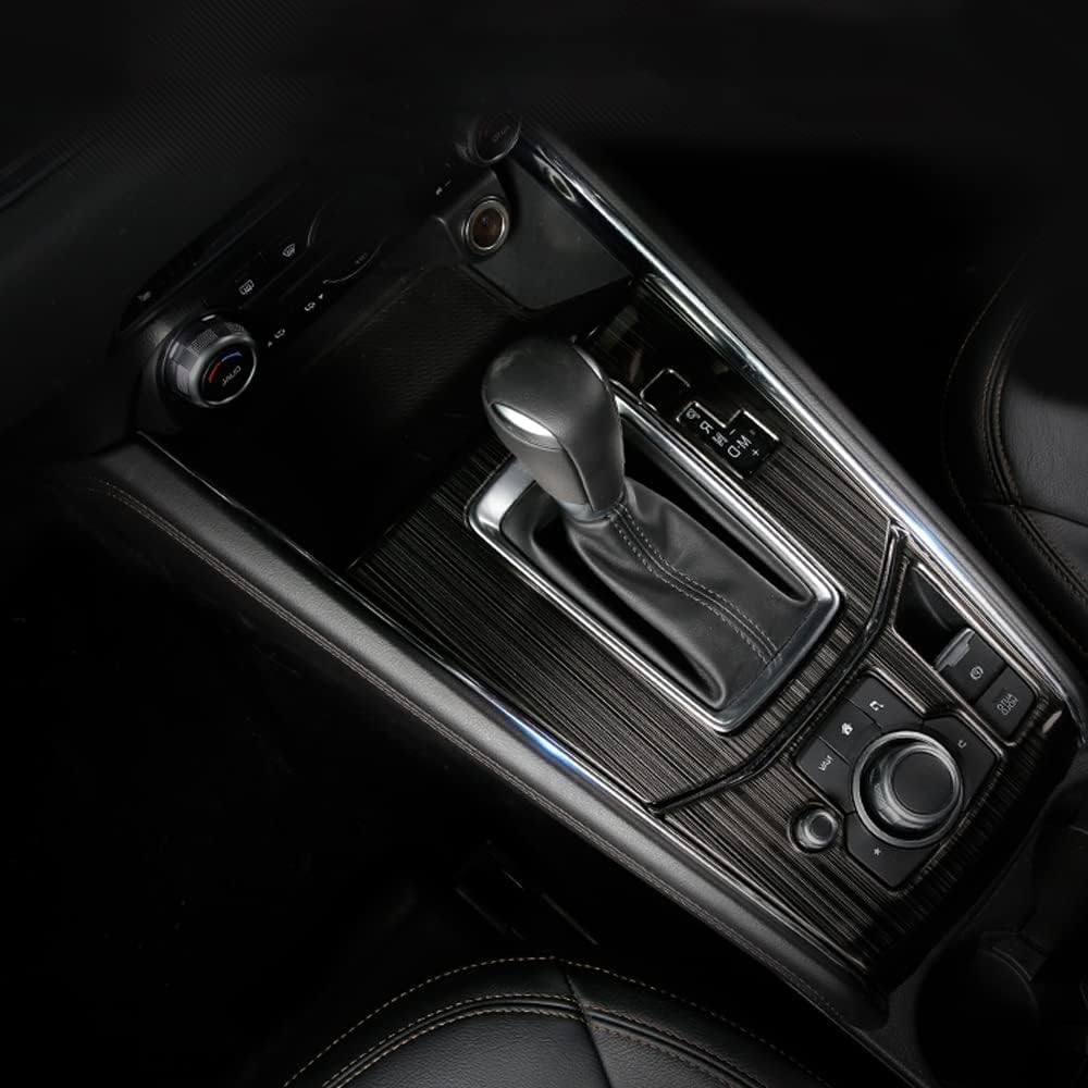 ZUNEIGUNG Mazda CX-5 KF Series Shift Panel Cover Garnish Console Switch Panel Cover Interior Accessories Compatible with Garnish Interior Panel New Mazda CX5 Design Interior Parts Accessories Stainless Steel 2 Pieces [Black Titanium]