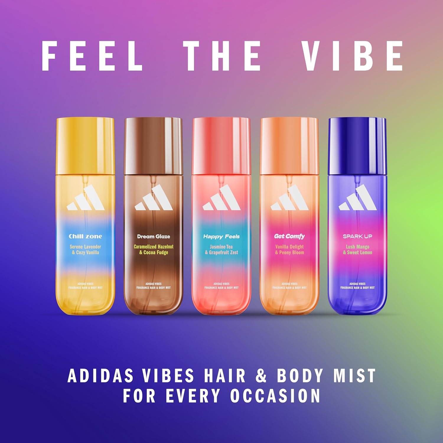 adidas (Адидас) Vibes Мист для волос и тела Spark Up [ Искра для тела ] 150 мл Мужской и женский мист для волос с ароматом парфюма Fragrance mist [ Цветочный фруктовый аромат ]SPARK UP [ Искра для волос и тела]150 мл, фото 5