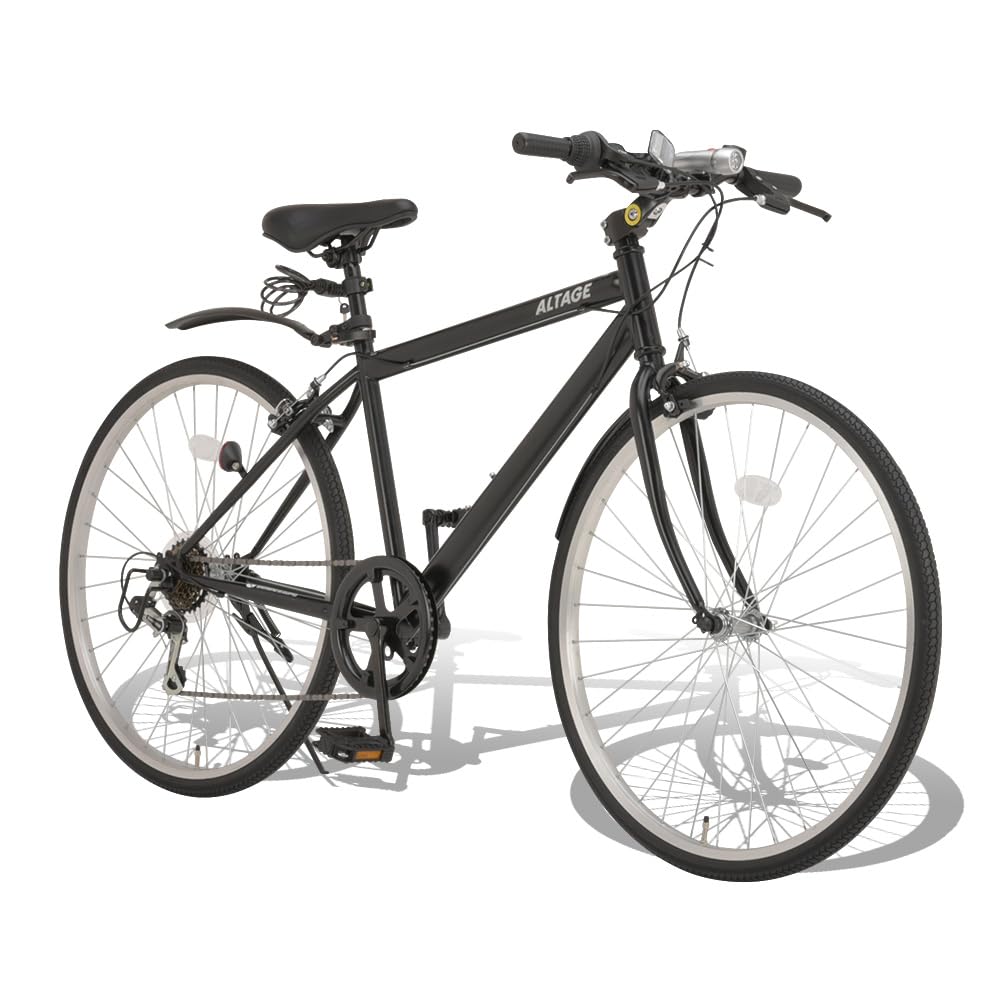 Altage ACR-001 Bicycle, Hybrid Bike, 26 Inches, Shimano 6-Speed Gear matte black Accessories not included