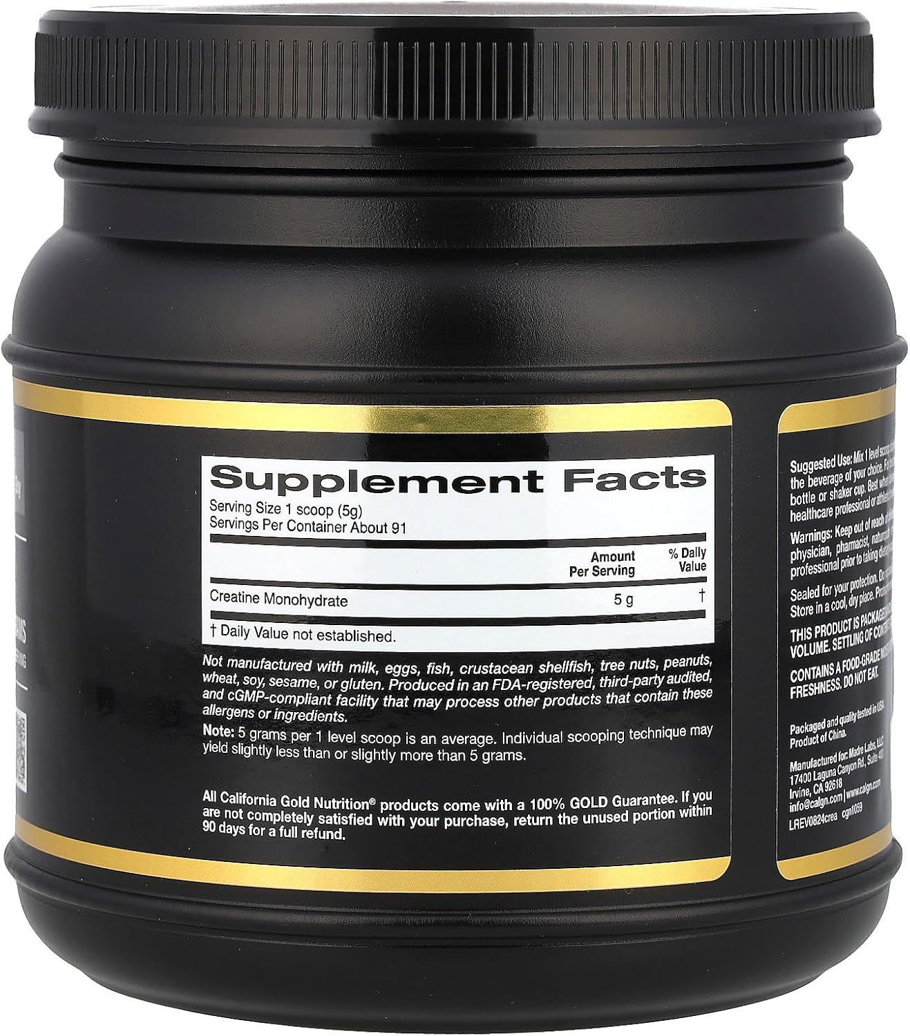 California Gold Nutrition, Спортивный, Чистый моногидрат кератина, Обычный, 1 фунт, фото 2