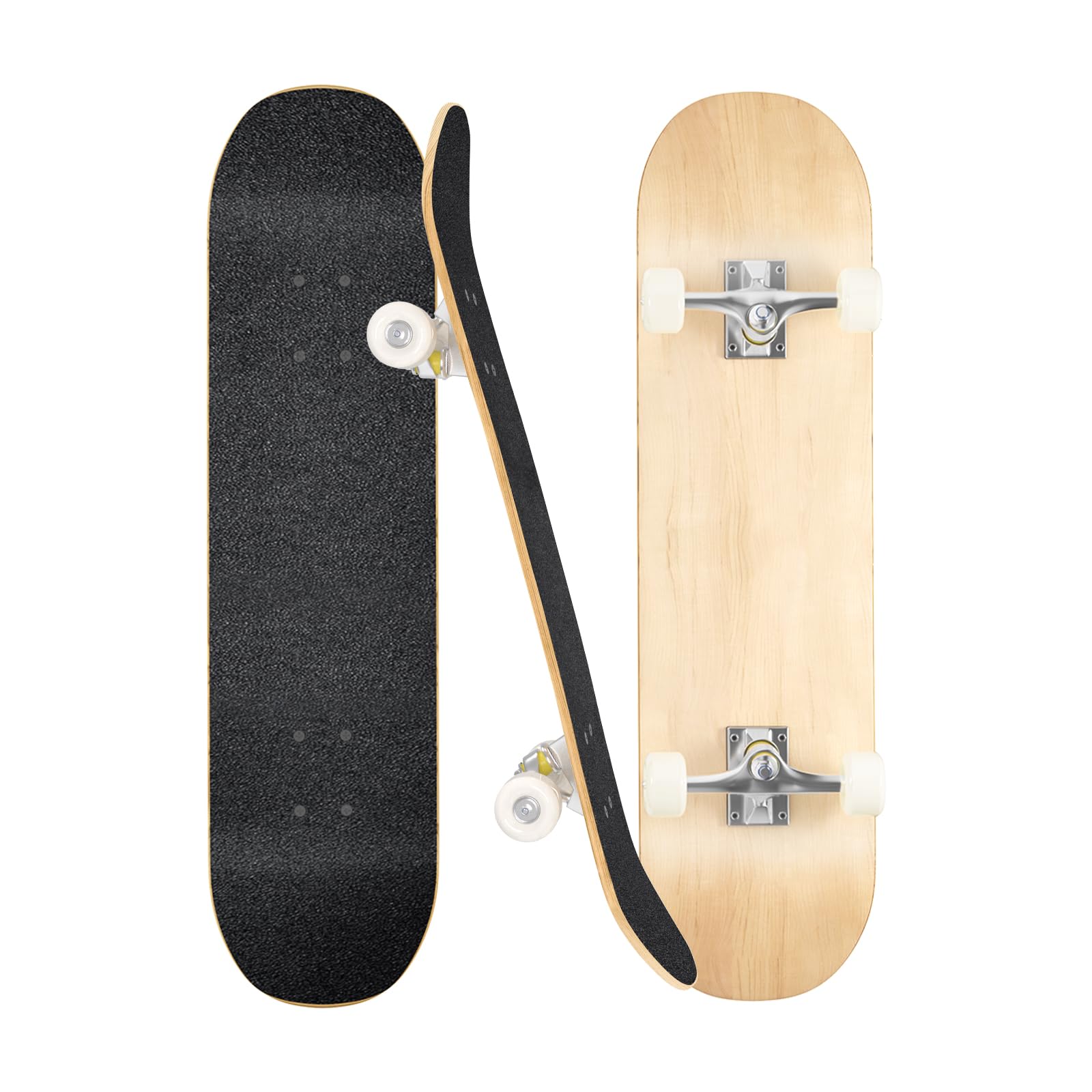SOHAPI Skateboard, Kickboard, for Kids, Adults, Jayboard, Skateboard, Boys, Girls, Birthday Gift, Outdoor Play Toy natural wood