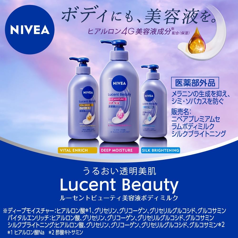 Увлажняющая сыворотка для тела Nivea Lucent Beauty с глубоким проникновением влаги, молочко для тела, Крем для тела, Увлажняющий светящийся крем, 350 г, фото 3