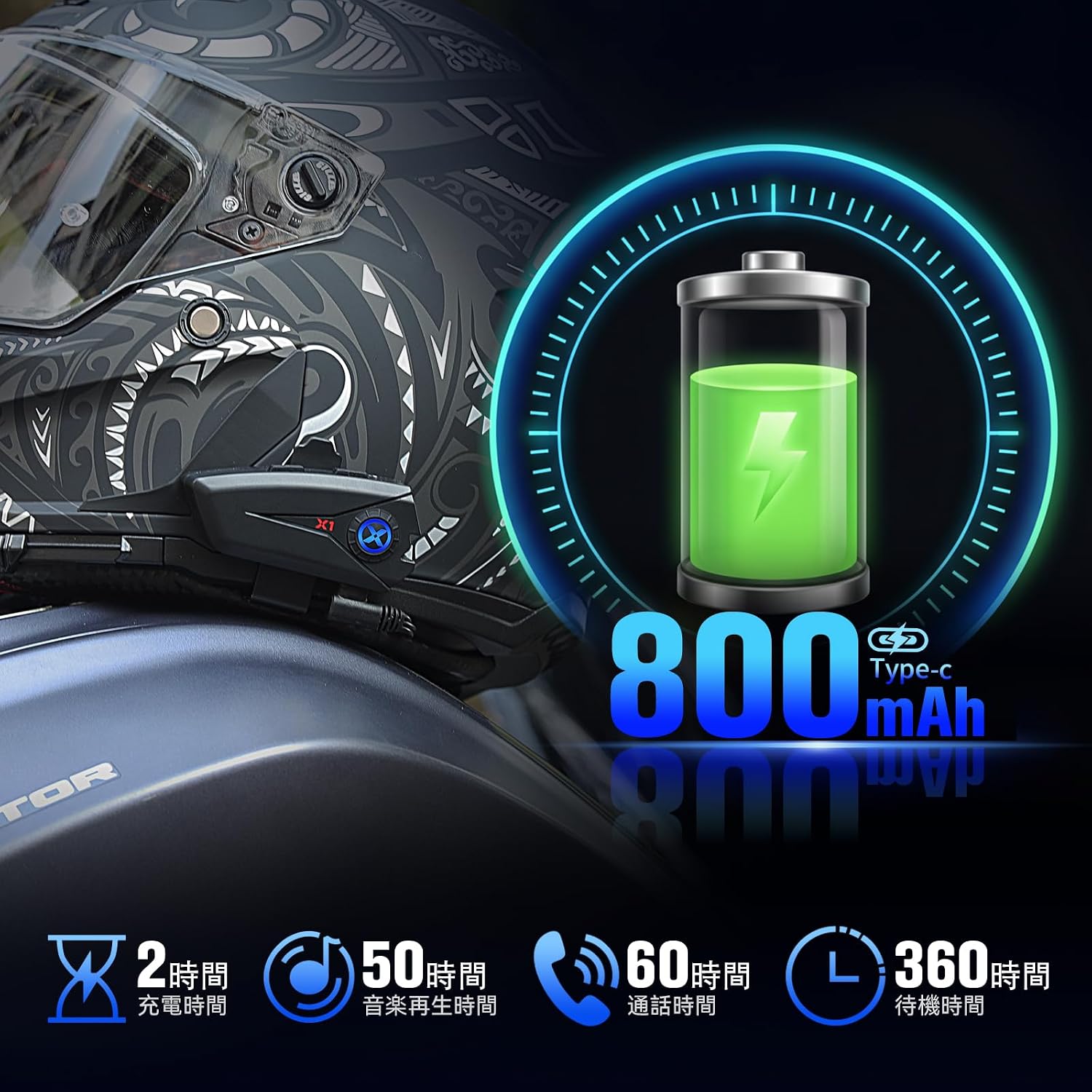 X1 для одного человека bluetooth V5.3 с длительным сроком службы аккумулятора для велосипеда income Автоматический отклик на входящий сигнал / Водонепроницаемые велосипедные наушники IP65 с технологией подавления шума CVC / DSP, 40-миллиметровый высокопроизводительный динамик для шлема, техническая сертификация, предварительное голосовое руководство на японском языке, фото 3