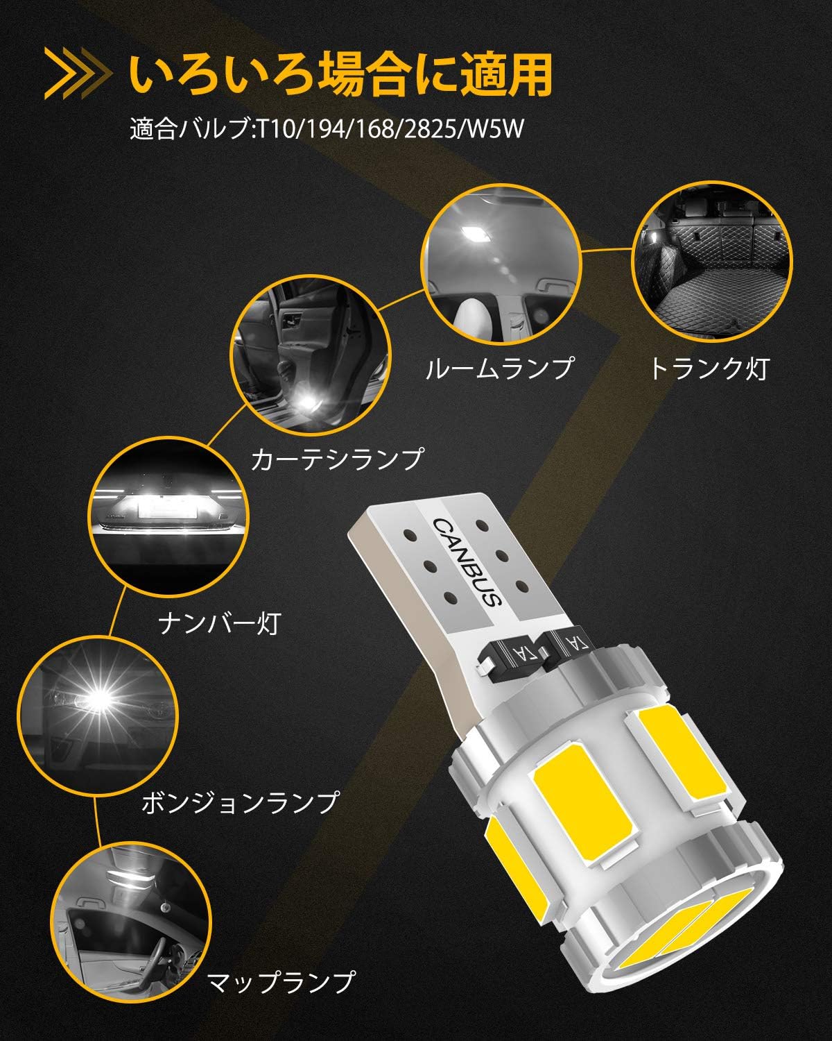 GOSMY T10 LED взрывозащищенный светильник белого цвета со встроенным светодиодом T10 для соответствия требованиям технического осмотра автомобиля 5630LED чип 8 серии для 12-вольтового индикатора местоположения автомобиля / номерного знака / номерного знака в номере (2 шт.Гарантия один год), фото 6