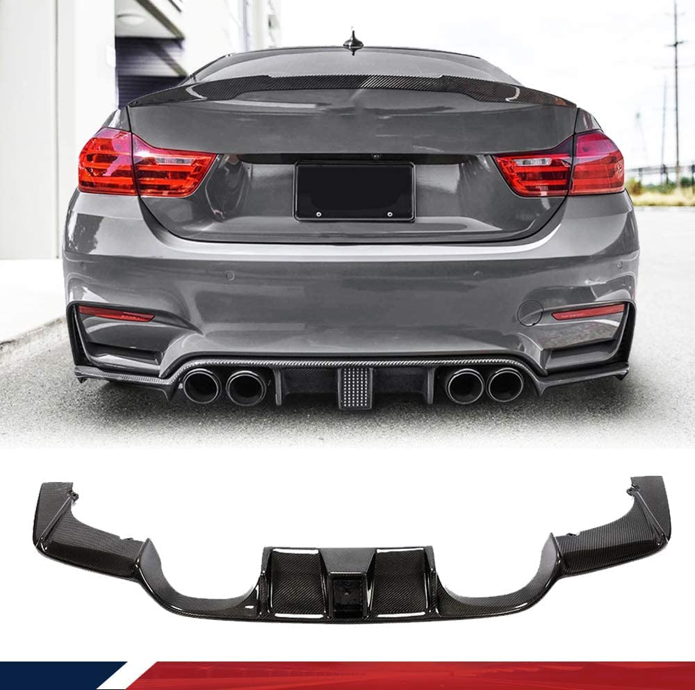 Carbon Rear Diffuser with Light for BMW M Series F80 M3 F82 F83 M4 2 Door 4 Door 2015 2016 2017 2018 2019 Model Rear Under Spoiler Rear Lip Diffuser Rear Bumper Rear Under Bumper Diffuser Real Carbon