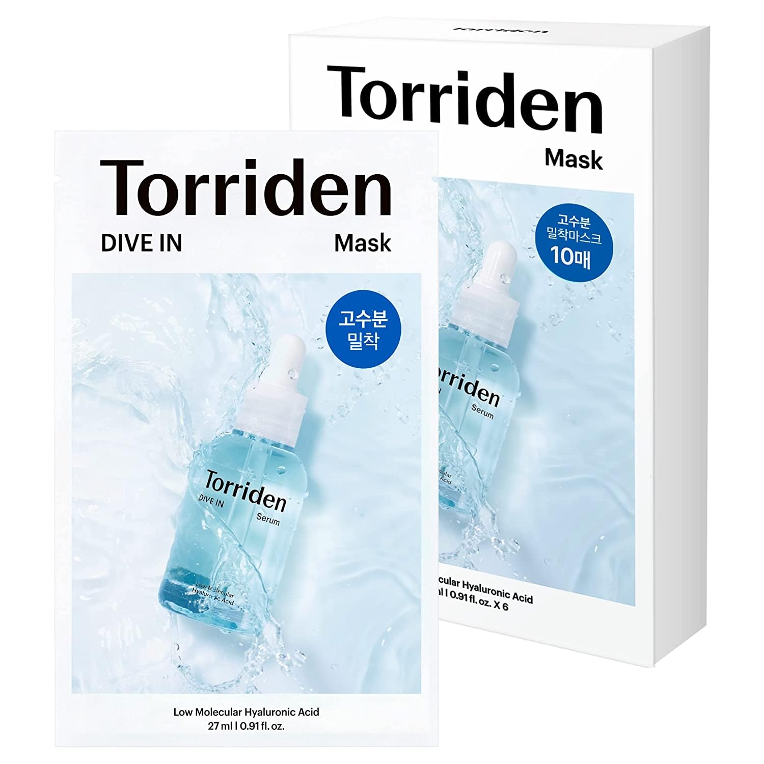 Torriden Dive in Mask, 10 Pieces, Official and Genuine, Face Mask, Face Pack, Sheet Mask, Moisturizing, Hyaluronic Acid