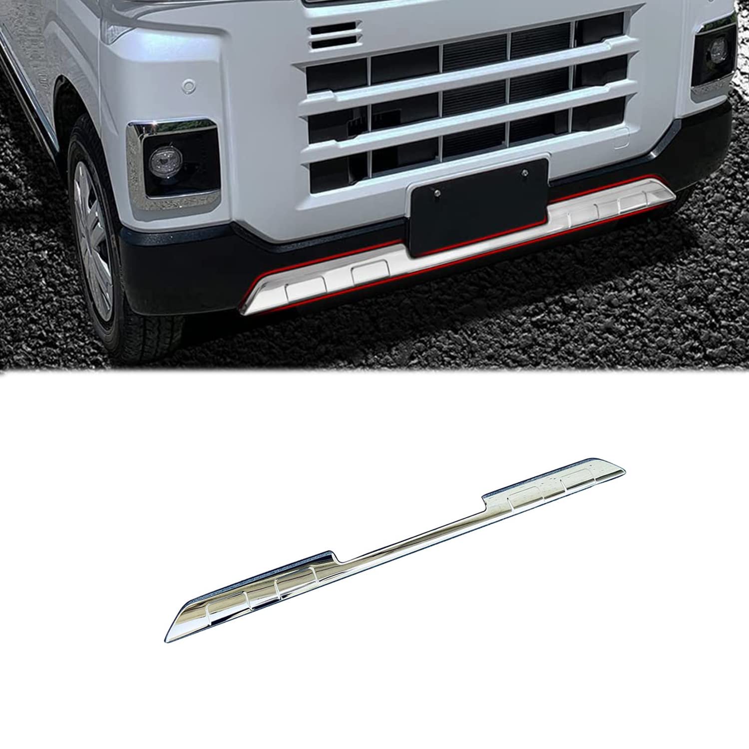 Daihatsu New Atray Hijet Cargo S700V S710V 2021.12~ Dedicated Front Bumper Decorative Parts Under Lip Scratch Protection High Durability Exterior Accessories Stainless Steel (Mirror Silver)