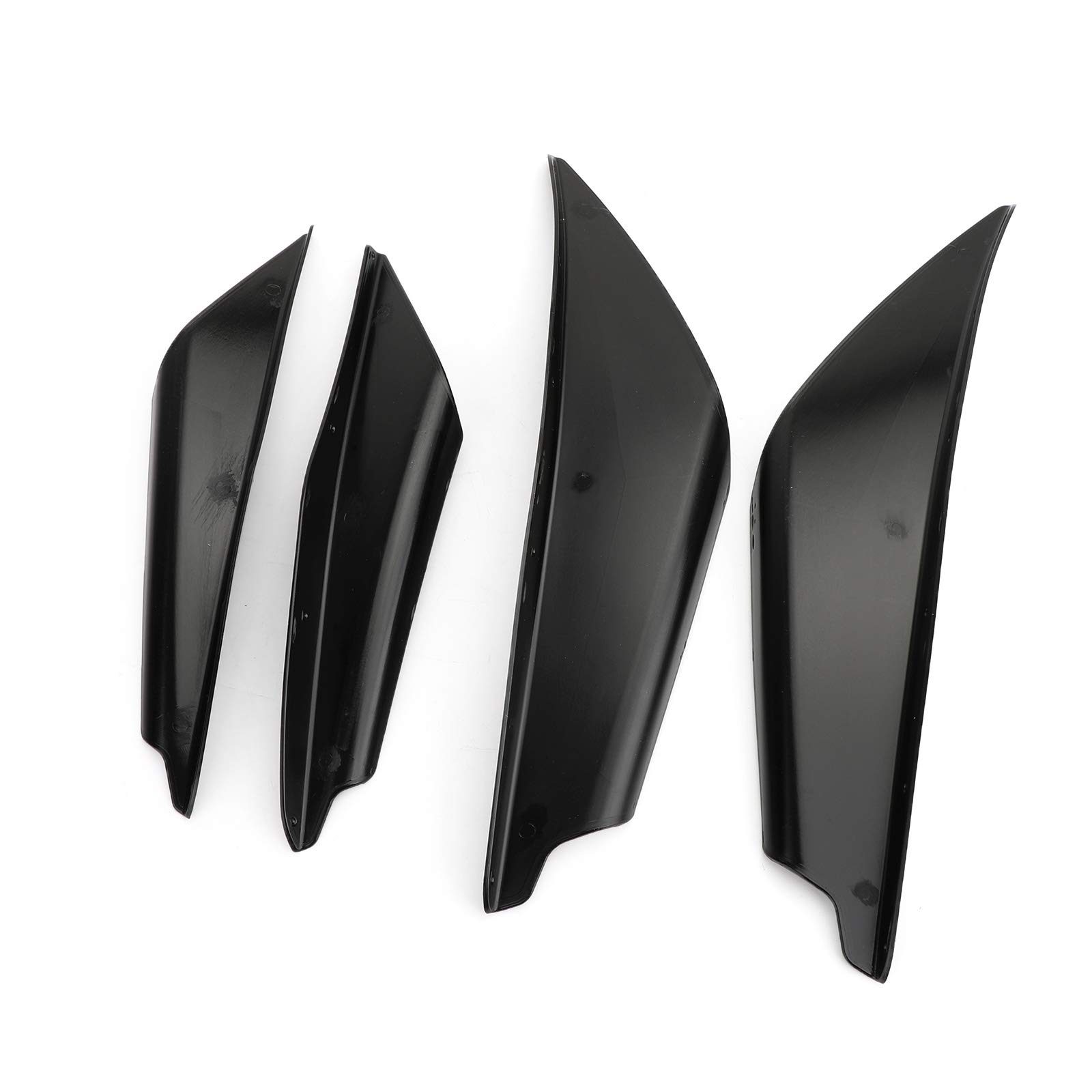 Bruce & Shark 4pcs Universal Car Front Bumper Fin Body Splitter Spoiler Canard Lip Splitter Fin Anti-Scratch Extension Universal Gloss Black