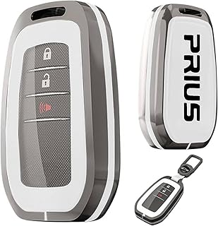 【Yamlten】PRIUS キーケース TPU 組み立て式キーケース 亜鉛 金属製 プリウス PRIUS 車のキーホルダー 軽量で防水、汚れ防止、滑り止めの特性を持ち ホワイト