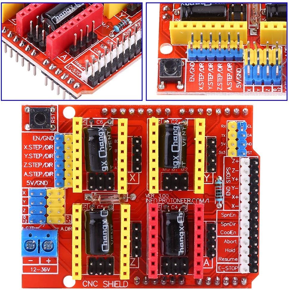 Плата контроллера с ЧПУ V3.0, 4 шт. съемный драйвер шагового двигателя A4988, плата расширения 68x53x18 мм, детали для гравировки 3D-принтера, 4 шт. радиатора, DC 12 В ~ 36 В, фото 4