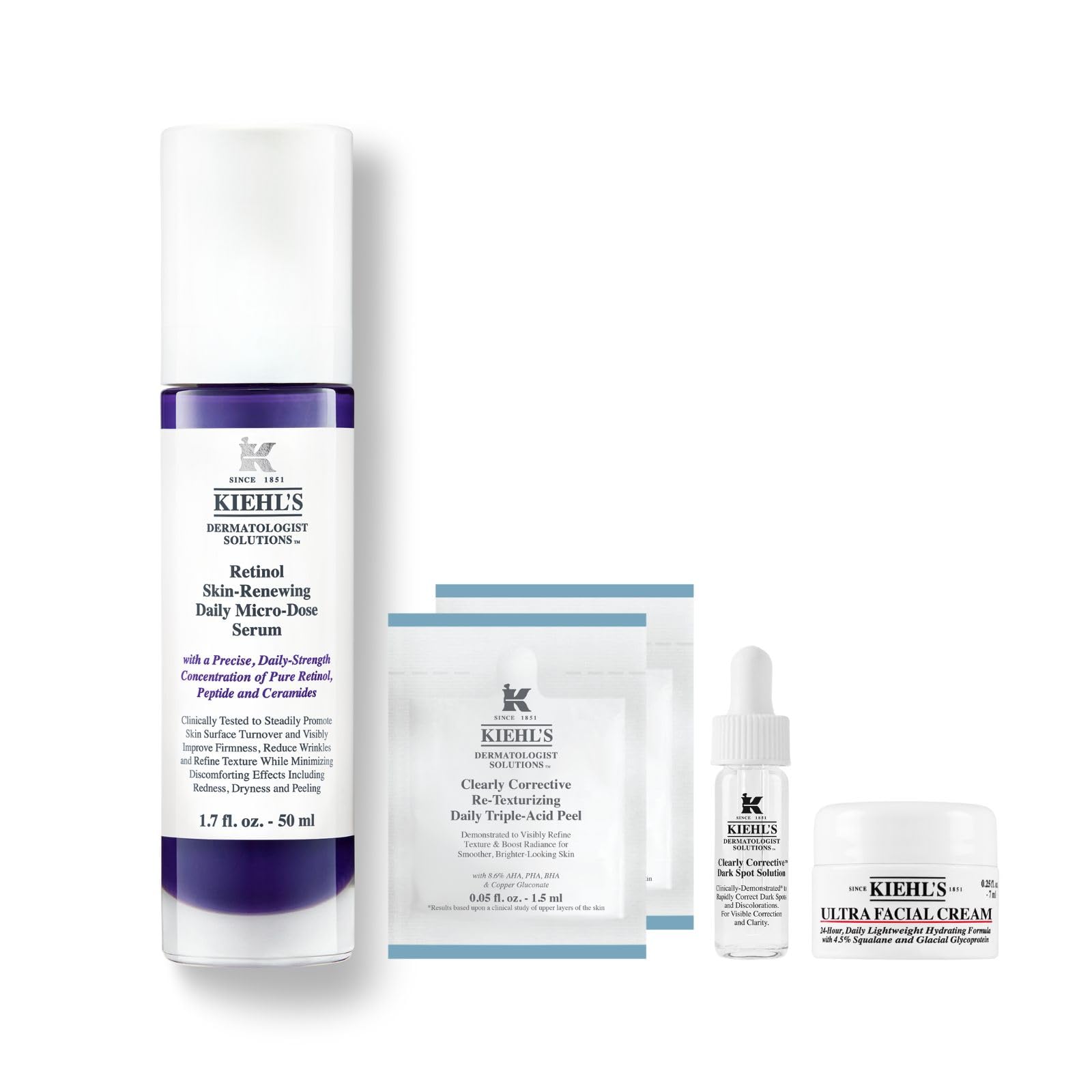 Kiehl's DS RTN Renewing Serum, 1.7 fl oz (50 ml), Retinol, Starter Set, Moisturizing, Retinol, Pore Tightening Retinol Serum Starter Set