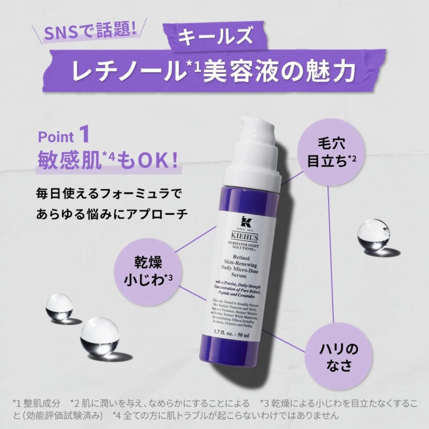 Kiehl's (Кил'х) DS RTN обновляющая сыворотка с ретинолом, 50 мл, сыворотка для стартового набора, увлажняющая поры с ретинолом, стойкая, регулярная статья, фото 2