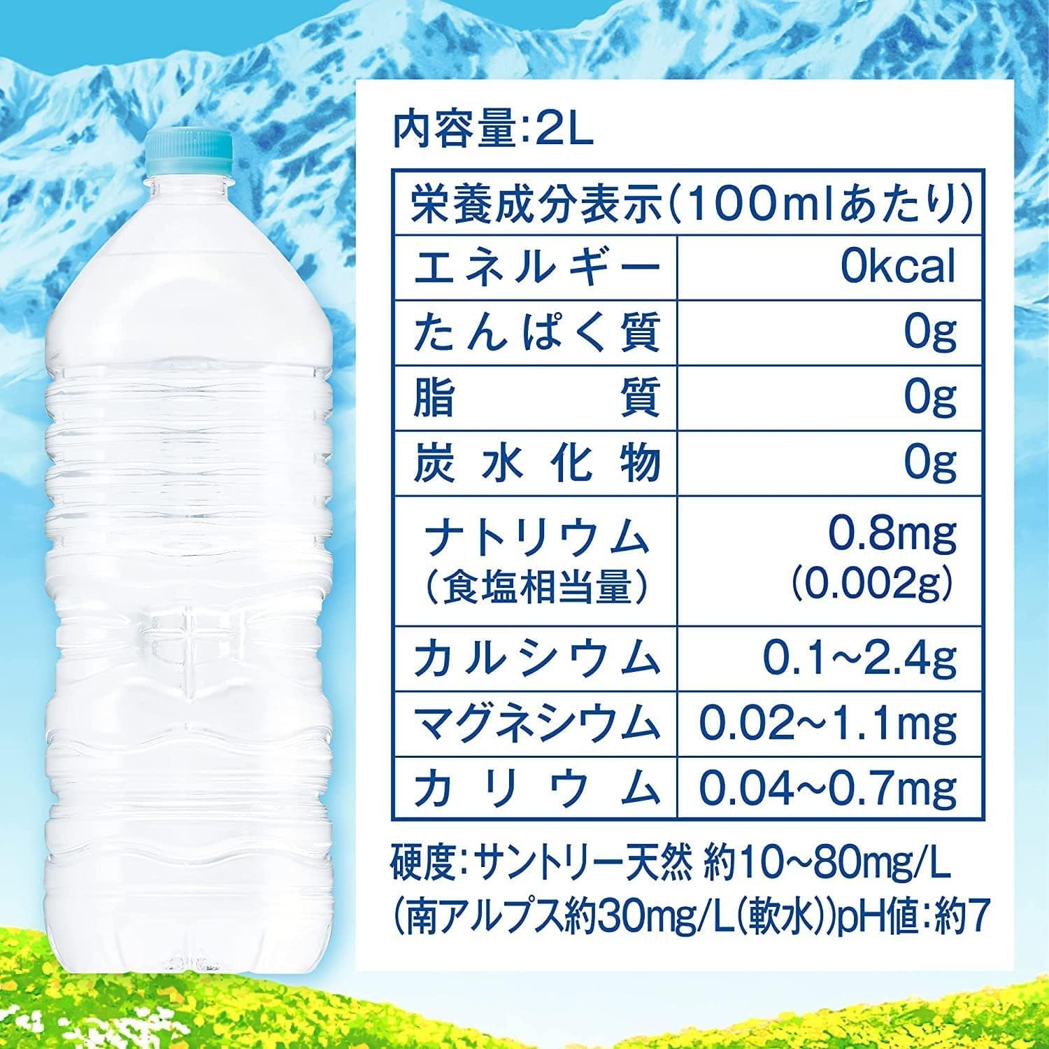 Натуральная вода Suntory без этикеток, 2 л х 9 бутылок, Южные Альпы 【Amazon.co.jp Эксклюзив】Доступна массовая покупка, 2 л х 9 шт., 1 коробка без этикетки., фото 2