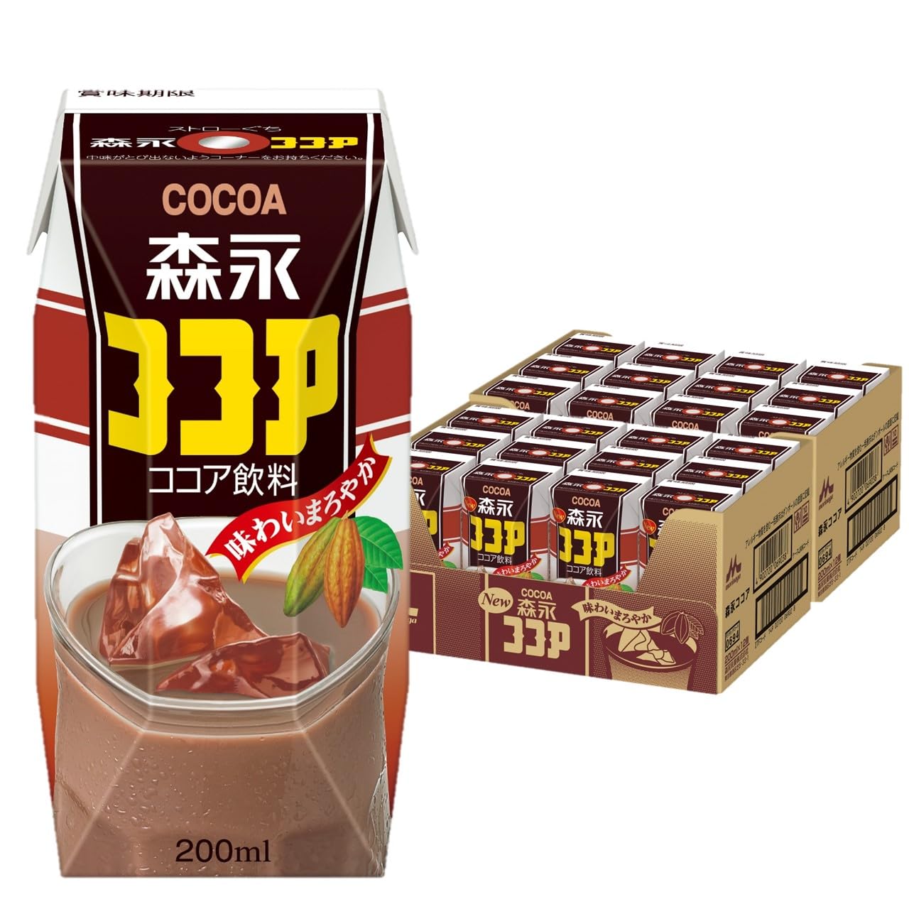 Morinaga Cocoa Paper Pack, Juice, 6.8 fl oz (200 ml), 24 Bottles, Drink, Room Temperature Storage, Morinaga Milk Industry