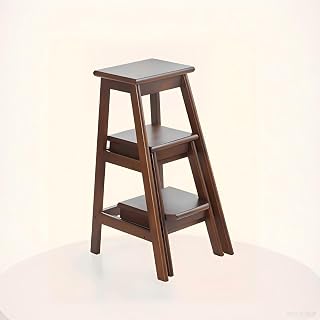 ステップスツール 回転式 踏み台 スツール カウンターチェア 木製 多機能 2段 60cm ウォールナット サイドスツール キッチン 玄関 椅子 登高 家庭用 高い収納 家事/台所用