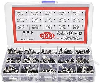 600個 トランジスタセット 三極管 15種類 パワートランジスタ 汎用 TO-92 NPN PNP 2N2222 2N3904 2N3906 2N5401 2N5551 A1015 C1815 C945 S8050 S8550 S9012 S9013 S9014 S9015 S9018 収納ケース付き