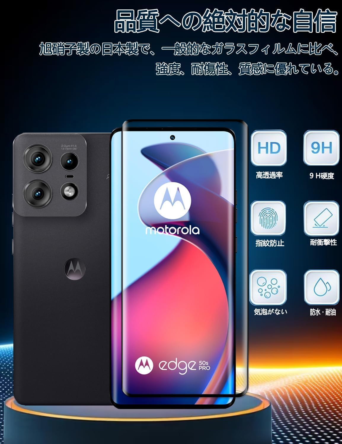 Стеклянная пленка Huy для motorola edge 50s pro【2 листа стеклянной пленки + 2 листа защиты объектива】 Поддержка аутентификации по отпечаткам пальцев Защита от отпечатков пальцев Пленка Motorola Edge 50s pro Высокая чувствительность и высокая светопропускаемость Защитная пленка motorola edge 50s pro Легко наклеивается Амортизация не мешает работе Moto Edge 50s Pro, фото 3
