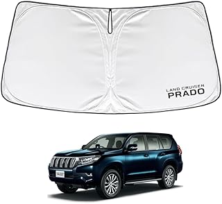 ランドクルーザープラド 150系 専用設計 サンシェード フロントガラス用 ロゴ付き 日焼け防止 断熱 UVカット 紫外線カット 暑さ対策 コンパクトに収納