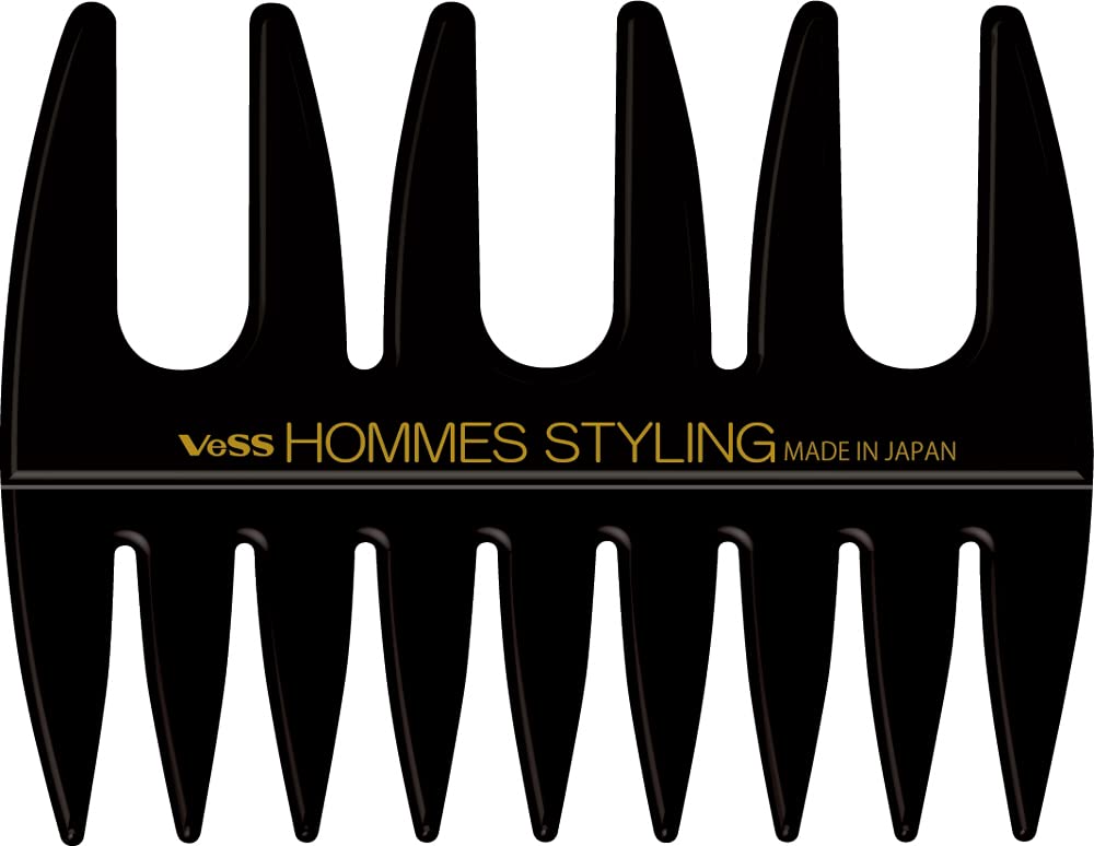 Vess Japanese-made Mesh Comb for Men, Coarse, for Pomade Barber Style, Fade Cut, Fade Style (Black) HO-500