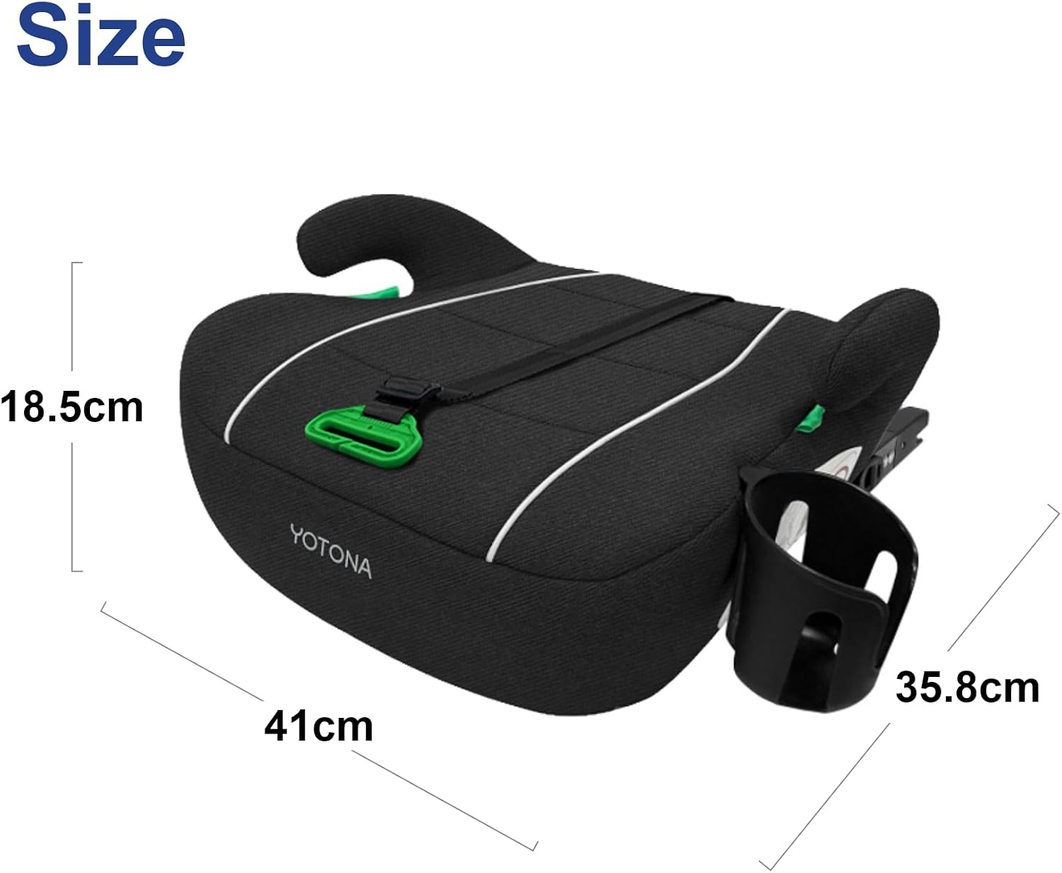 Детское кресло-бустер Junior Seat с ISOFIX R129, 125–150 см (49,2–59,1 дюймов), лёгкое, компактное, с креплением ремня безопасности, подстаканником, моющимся чехлом, чёрное, фото 9