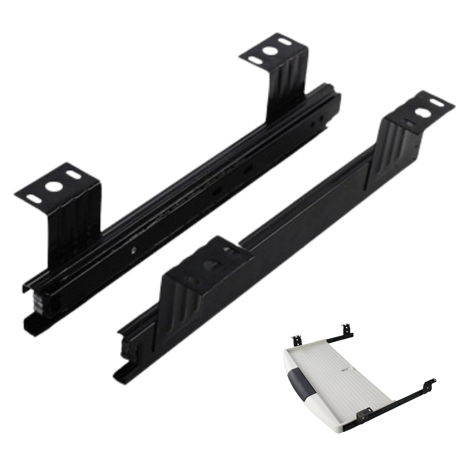 Akaaka Slide Rail Drawer Extension Desk Compatible Extendable Rail Keyboard Slider 250mm Left and Right 1 Pair Set