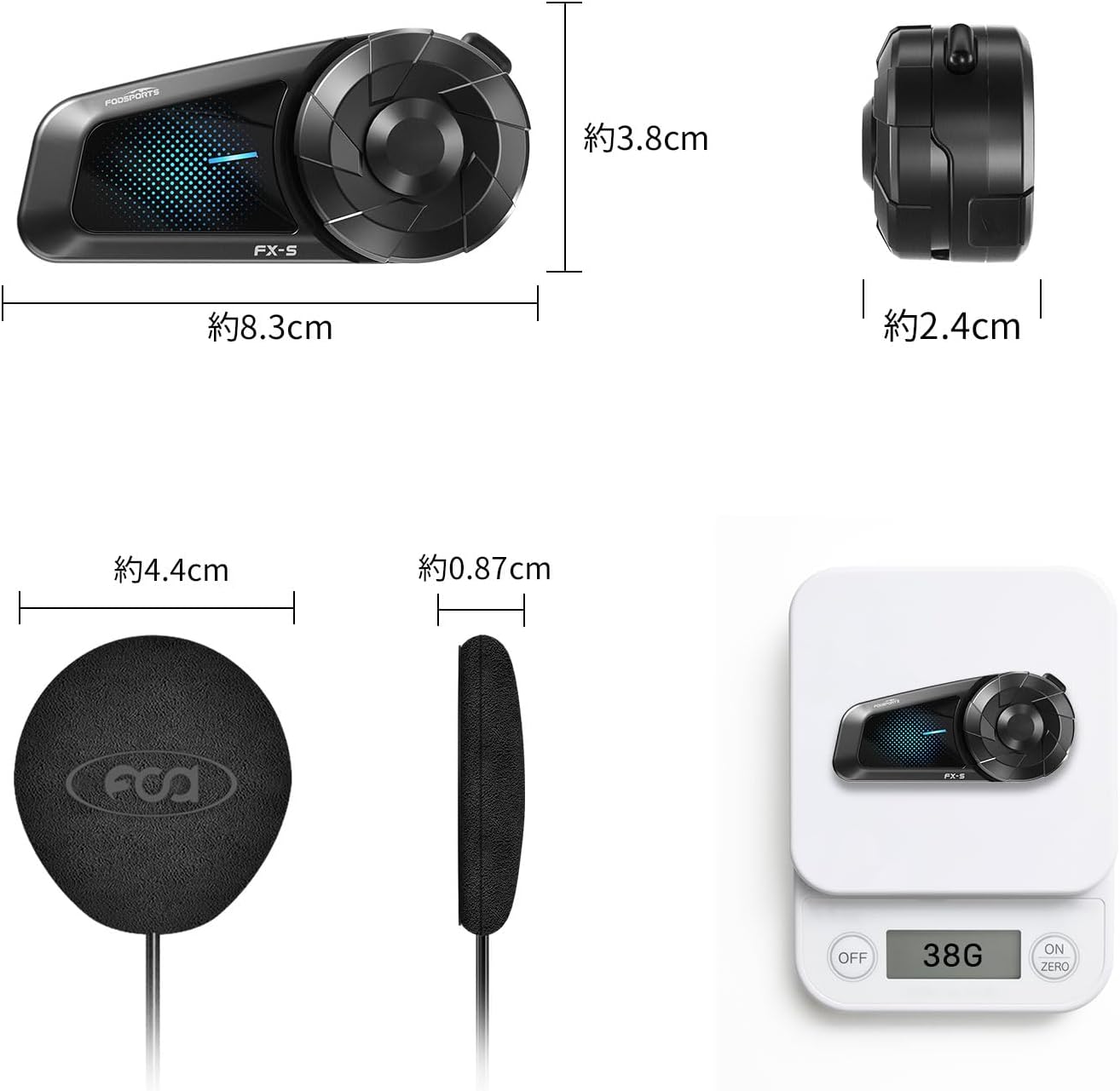 Велосипедный интерком Fodsports FX-S Intercom Bluetooth 5.4 Используется во время зарядки для одновременного вызова 2 человек Интерком для мотоциклов Устройство связи Максимальное расстояние вызова 1000 М 40 мм Динамик для шлема FX-S-1 шт., фото 10